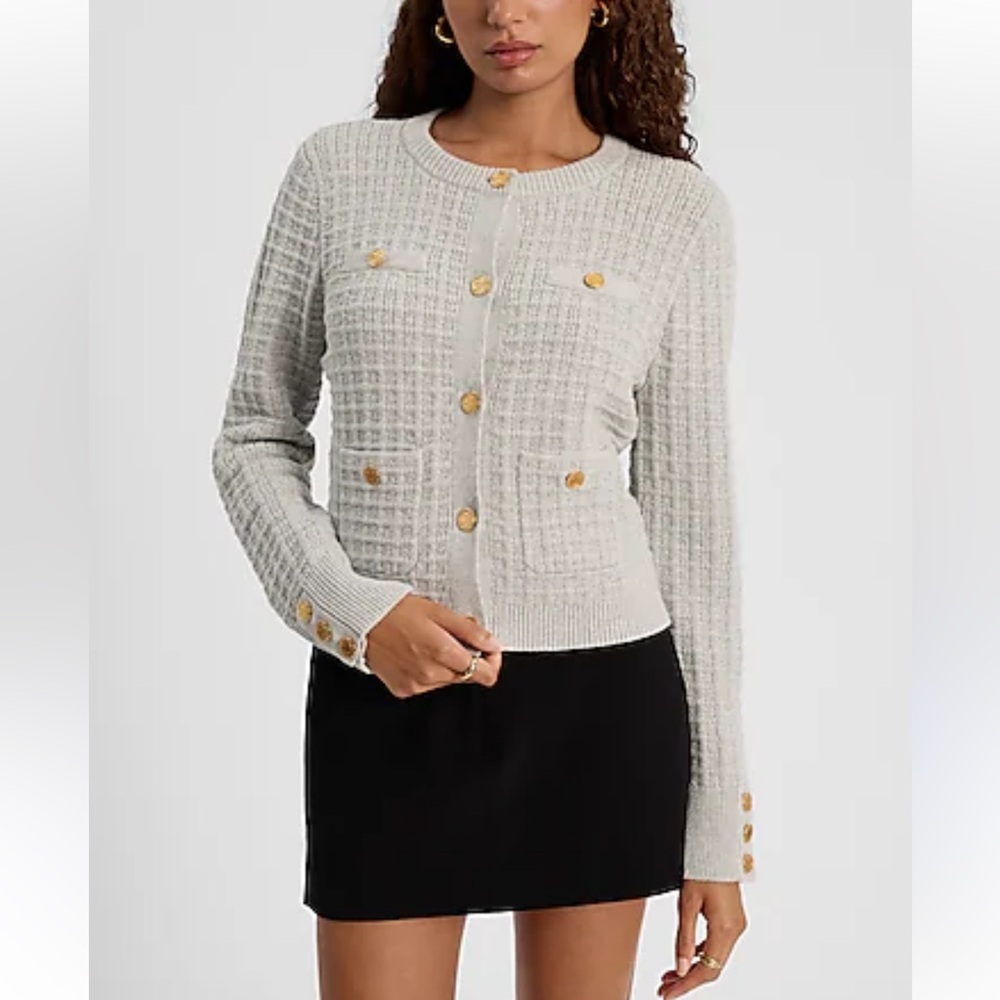 Express Novelty Gold Button Sweater Jacket Cardigan Medium